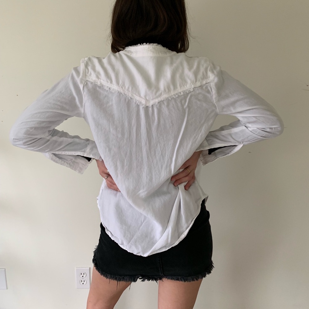 Cute White Ruffled Button Down From Anthropologie - image 2